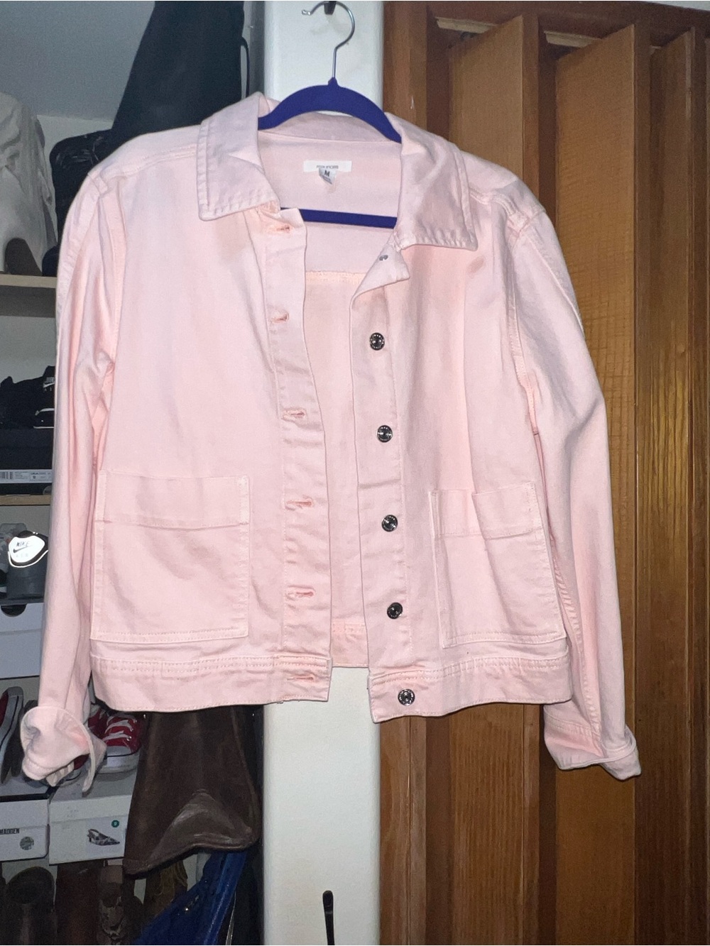 Maurices Light Pink Denim Jacket with Front Patch Pockets